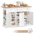 thumbnail image 1 of Homfa Mobile Kitchen Island with Rubberwood Countertop, 3 Drawer 2 Door Kitchen Cart with Drop Leaf and Casters for Kitchen Dining Room, White, 1 of 9