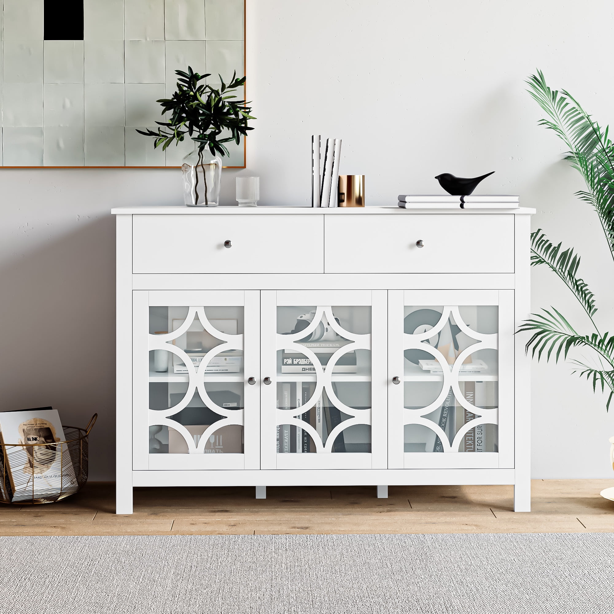 Homfa 47.2"W Modern Accent Buffet with 2 Drawers for Living