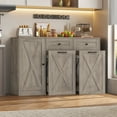 thumbnail image 1 of Homfa 47.2"W Kitchen Sideboard Credenza, Trash Can Cabinets Fits 12.5 Gallon Can, 2 Drawer Wood Buffet Storage Cabinet with Adjustable Shelf, Wash Gray, 1 of 7