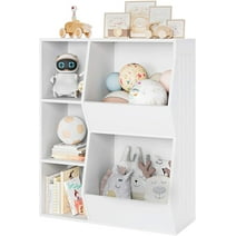 Homfa 5 Cube Kids' Bookcase, Children's Toy Storage Cabinet, Toddlers' Wide Bookshelf, White Finish