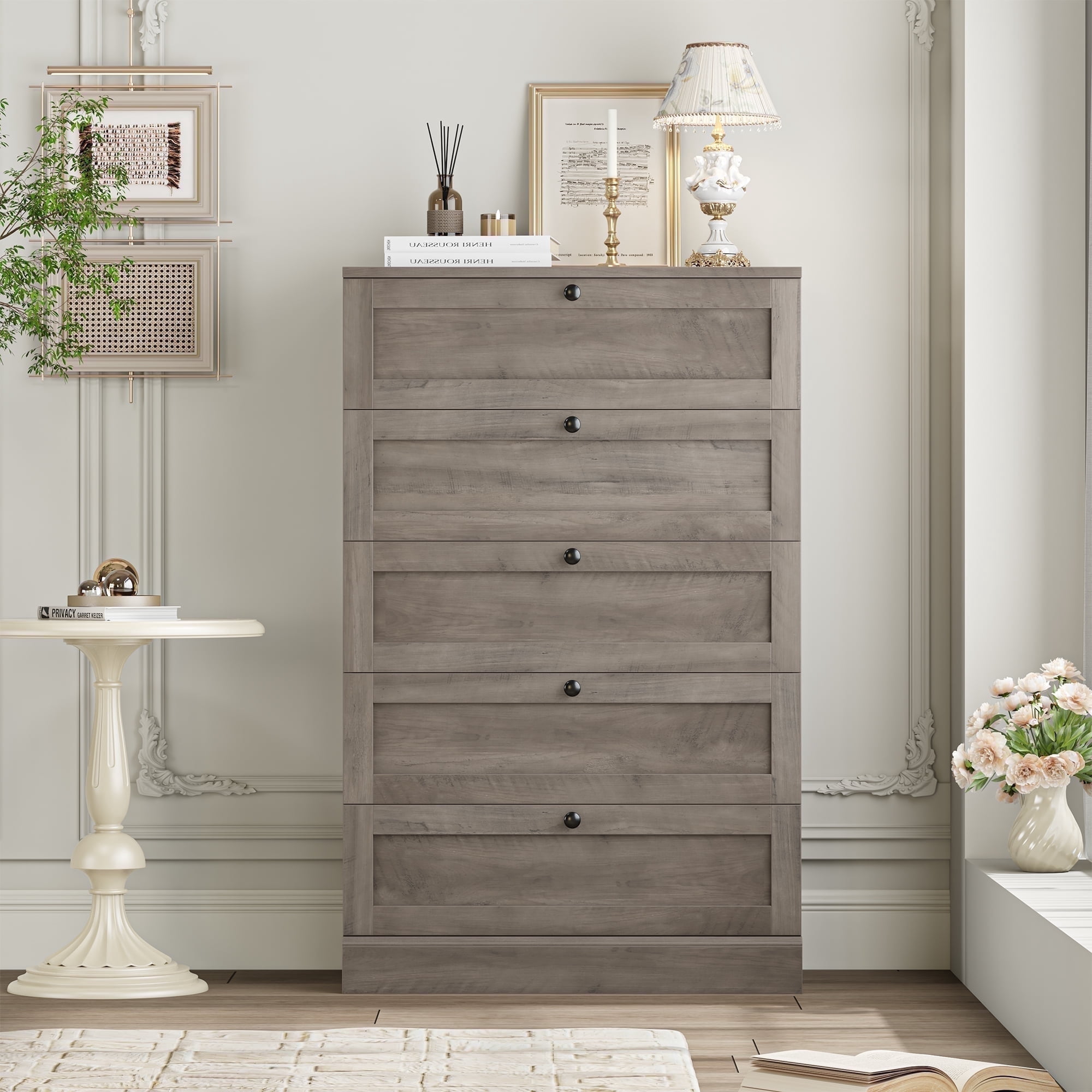 target grey dresser Grey 6 Drawer Dresser, 54" Wide Large Dresser with Deep Drawers & Metal  Knobs, Modern Wooden Chests of Drawers for Entryway, Hallway