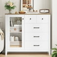 thumbnail image 1 of Homfa 5 Drawer White Bedroom Dresser with Glass Door, Modern Storage Cabinet Wood Gentleman's Chest for Living Room, 1 of 7
