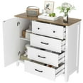 Homfa 5 Drawer White Dresser, Modern Chest of Drawers Wood Accent