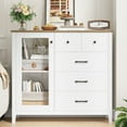 Homfa 5Drawer Wooden Dresser, Modern White Bedroom Storage