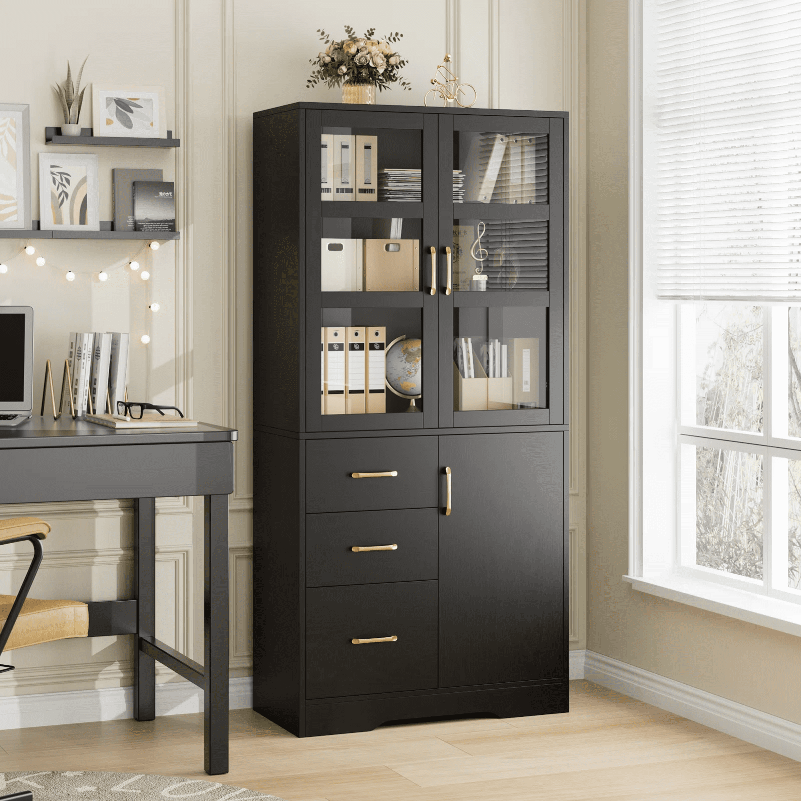 Black bookshelf with storage discount