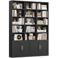 thumbnail image 1 of Homfa 5-Tier Triple Wide Bookcase with 4 Doors, 15 Cubes Bookcase with 2 Cabinets for Study Living Room Home Office, Black, 1 of 8