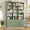 thumbnail image 1 of Homfa Triple Wide 5-Tier Bookcase with 4 Doors, 15 Cubes Bookcase with 2 Cabinets for Study Living Room Home Office, Green, 1 of 8