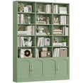 thumbnail image 1 of Homfa 5-Tier Triple Wide Bookcase with 4 Doors, 15 Cubes Bookcase with 2 Cabinets for Study Living Room Home Office, Green, 1 of 7