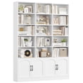 thumbnail image 1 of Homfa 5-Tier Triple Wide Bookcase with 4 Doors, 15 Cubes Bookcase with 2 Cabinets for Study Living Room Home Office, White, 1 of 7