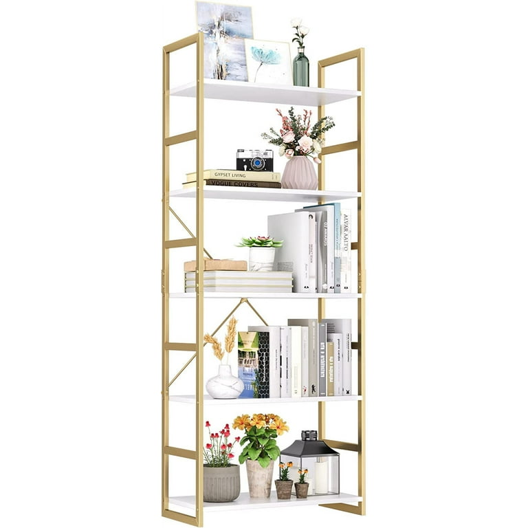 https://i5.walmartimages.com/seo/Homfa-5-Tier-Gold-Bookshelf-Modern-Display-Shelves-Industrial-Bookcase-with-Metal-Frame-for-Bedroom-Living-Room-White_6c679242-bcb3-48c8-8664-9e6fa7f2e3cd.0ce9555ff30bda1cbf98e6ae9e78bb85.jpeg?odnHeight=768&odnWidth=768&odnBg=FFFFFF