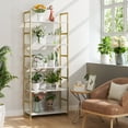 thumbnail image 1 of Homfa 5 Tier Gold Bookshelf, Modern Display Shelves Industrial Bookcase with Metal Frame for Bedroom Living Room, White, 1 of 11