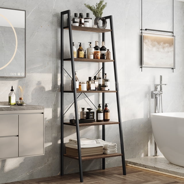 Homfa 5 Tier Industrial Bathroom Storage Shelf, 67.3" H Freestanding ...