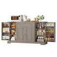 thumbnail image 1 of Homfa 54.3"W Kitchen Sideboard Cabinet with Drawer, 4 Door Buffet Storage Cabinet with Adjustable Shelves, Gray, 1 of 7