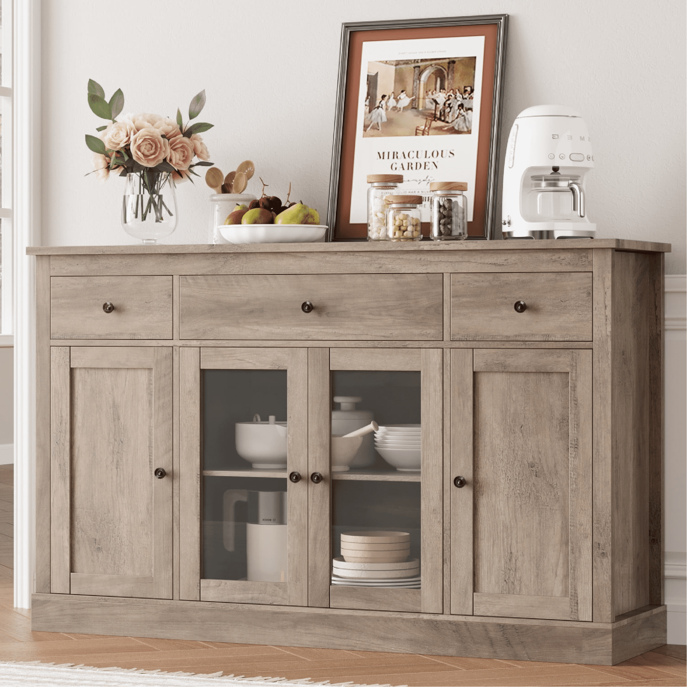 Light oak sale buffet cabinet