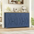 thumbnail image 1 of Homfa 55.1W'' 4-Doors 2-Drawers Farmhouse Storage Cabinet, Wood Sideboard with Adjustable Shelves for Kitchen Dining Room, Blue, 1 of 7
