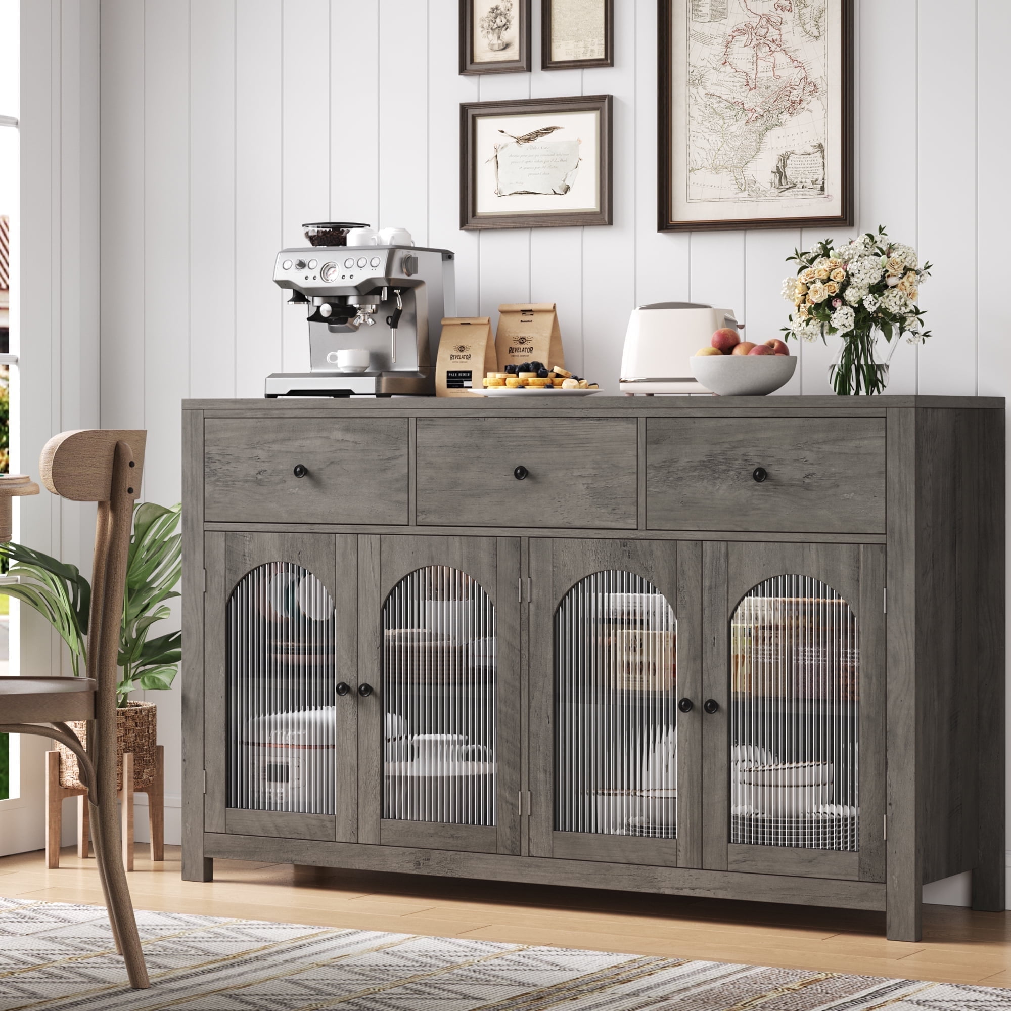 Homfa 55'' Large Sideboard Buffet Cabinet, Kitchen Storage Homfa 55'' Large Sideboard Buffet Cabinet, Kitchen Storage