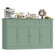 thumbnail image 1 of Homfa 55"W Sideboard Credenza with Adjustable Shelves, 4-Doors 3-Drawers Farmhouse Storage Buffet Cabinet, Coffee Bar Cabinet for Kitchen Dining Living Room, Green, 1 of 7