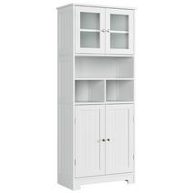 Homfa 58'' Tall Bathroom Cabinet with Doors and Shelves, Kitchen Hutch Linen Cabinet, White