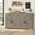 thumbnail image 1 of Homfa 59"W Farmhouse Kitchen Sideboard Credenza, Lengthen Storage Cabinet for Dining Room, 4-Doors 3-Drawer Wood Buffet with Adjustable Shelves, Wash Gray, 1 of 8
