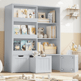 thumbnail image 1 of Homfa 6 Cube Toy Storage, Cube Organizer with Sliding Rack, 3 Drawer Kids Bookcase and Bookshelf, Gray, 1 of 7