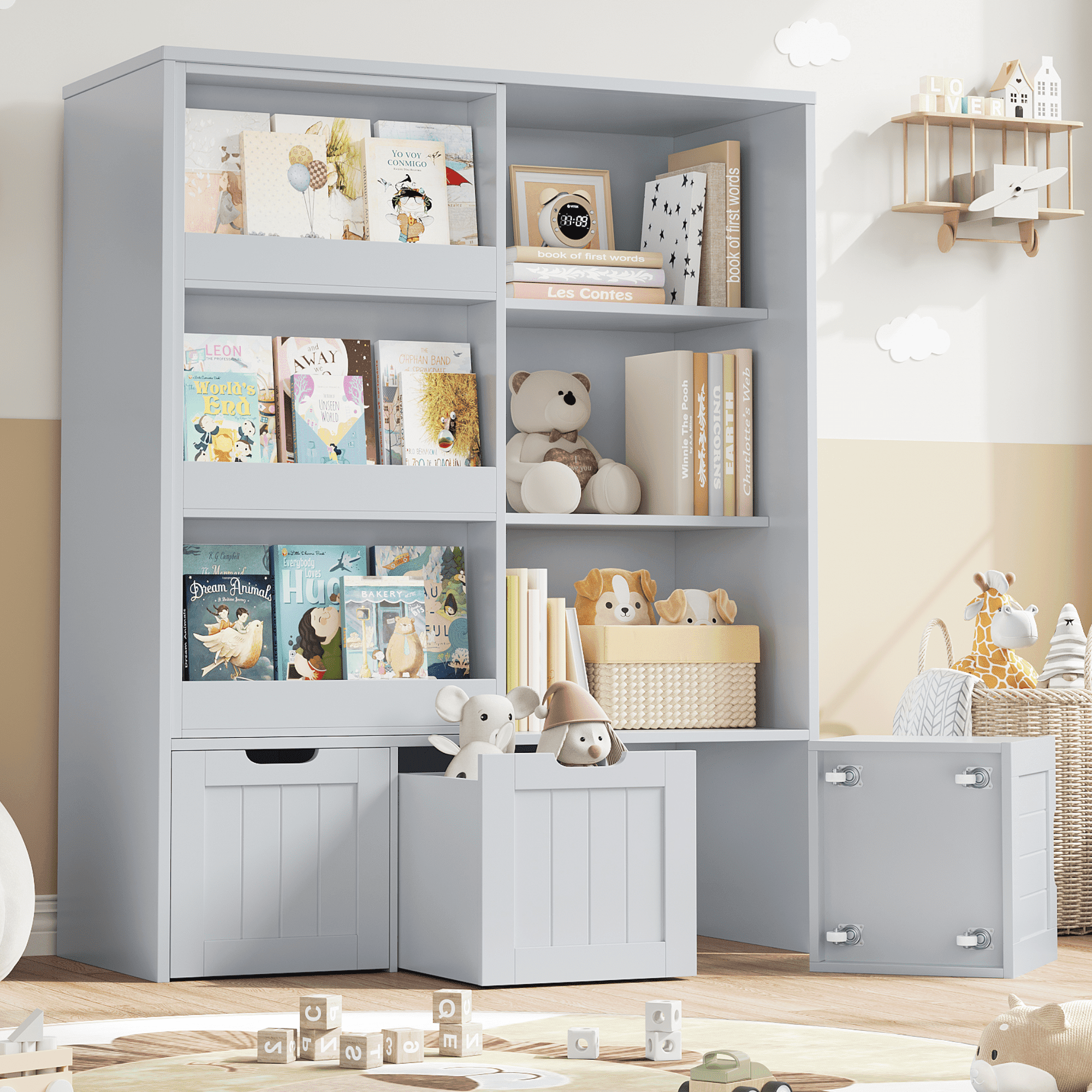 Homfa 6 Cube Toy Storage, Cube Organizer with Sliding Rack, 3