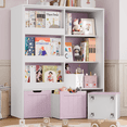 thumbnail image 1 of Homfa 6 Cube Toy Storage, Cube Organizer with Sliding Rack, 3 Drawer Kids Bookcase and Bookshelf, Pink, 1 of 7