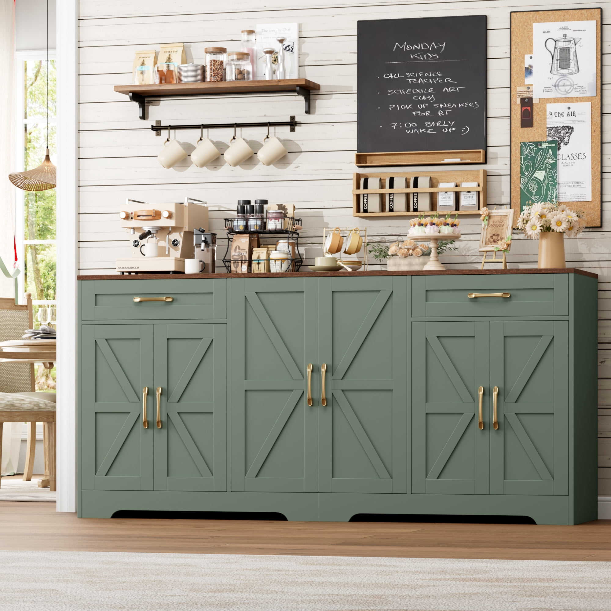 Homfa 6-Doors Farmhouse Sideboard with 2-Drawers, 70.8