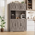 thumbnail image 1 of Homfa 70.9'' Tall Kitchen Pantry with Microwave Countertop, Farmhouse Buffet Hutch, Floor 6 Doors Cupboard Storage Cabinet for Dining Room Kitchen, Gray, 1 of 7