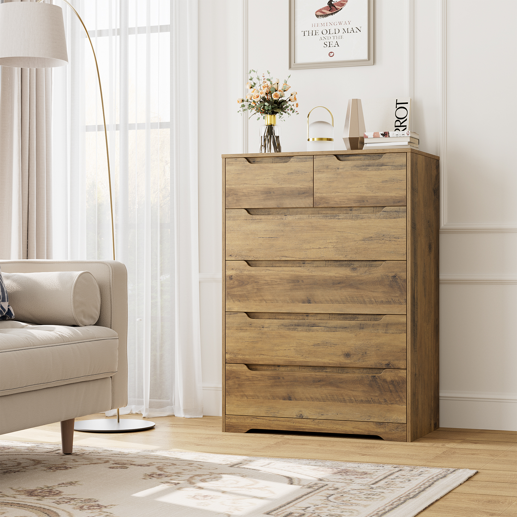 Furniture of America Vinita 7Drawer Dresser, Rustic Natural Tone