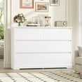 thumbnail image 1 of Homfa 6 Drawer Double Dresser, 47.2'' Wood Storage Side Cabinet Chest of Drawer for Bedroom Living Room, White, 1 of 8