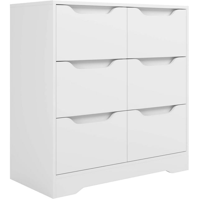 Homfa 6 Drawer Double Dresser, Accent Chest of Drawers Wood Storage ...