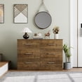 thumbnail image 1 of Homfa 6 Drawer Double Dresser, Wood Storage Cabinet for Living Room, Chest of Drawers for Bedroom, Vintage Brown, 1 of 8