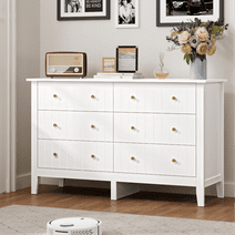 Homfa White 6 Drawer Bedroom Dresser, Modern Wood Storage Cabinet ...