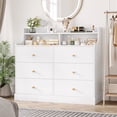 thumbnail image 1 of Homfa 6 Drawer Double White Dresser with Hutch, Modern Wood Dresser Storage Cabinet for Bedroom Living Room, 1 of 7