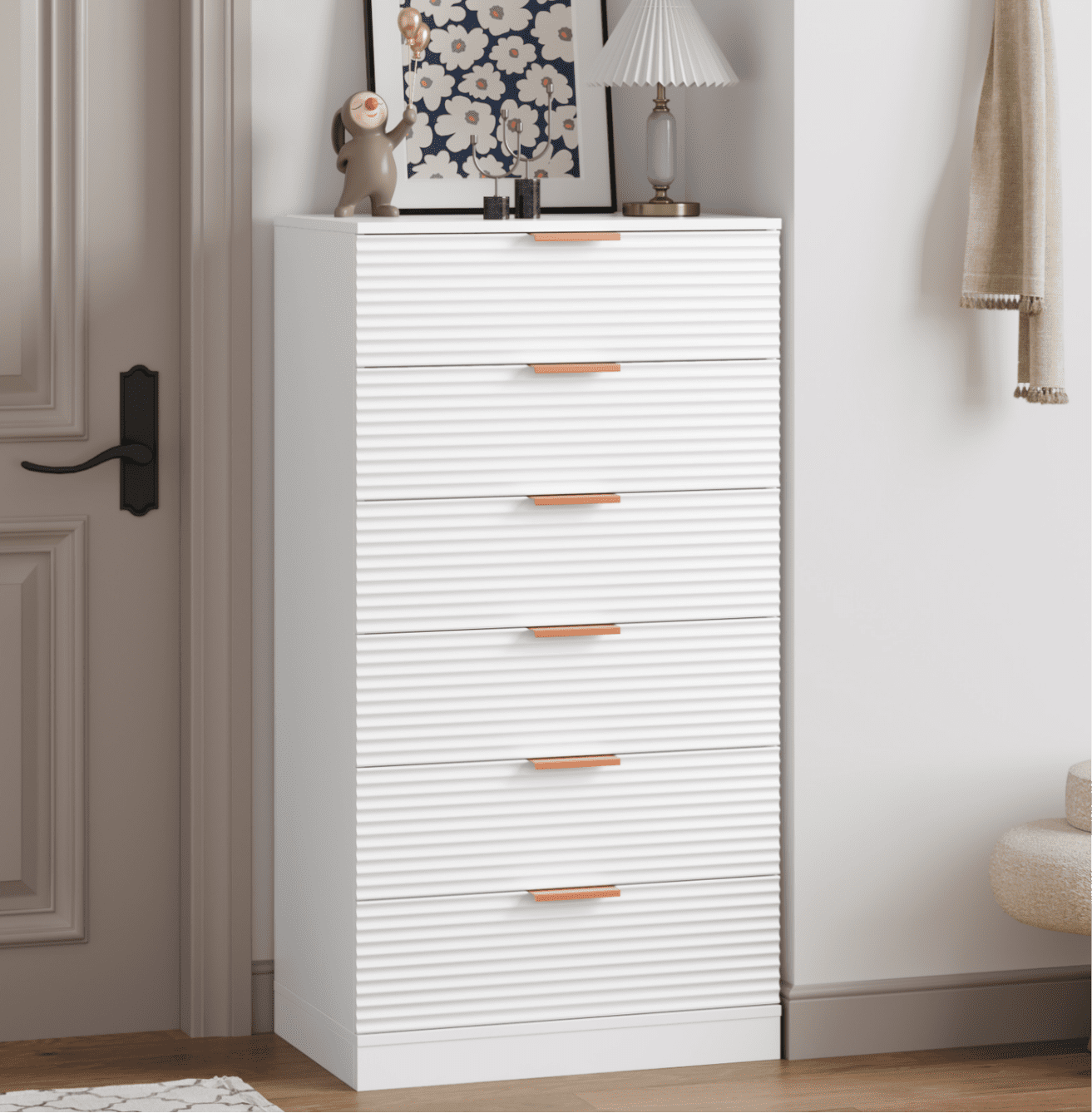 Homfa 6 Drawer Dresser for Bedroom, 45.7''H Modern White Dresser