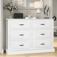 thumbnail image 1 of Homfa 6 Drawer Dresser for Bedroom, Modern Wood Large Storage Drawer Chest Cabinet for Living Room Entryway, White, 1 of 7