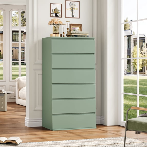 Homfa 6 Drawer Dresser, Modern Storage Cabinet for Bedroom,Tall Chest of Drawers for Living Room,Green