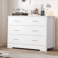 thumbnail image 1 of Homfa 6 Drawer Horizontal Dresser with Silver Handles, White Sturdy Double Dresser Chest for Bedroom, 1 of 8