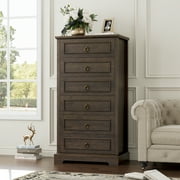 Homfa 6 Drawer Tall Dresser, 52"H Chest of Drawers, Wooden Storage Cabinet for Bedroom, Dark Brown