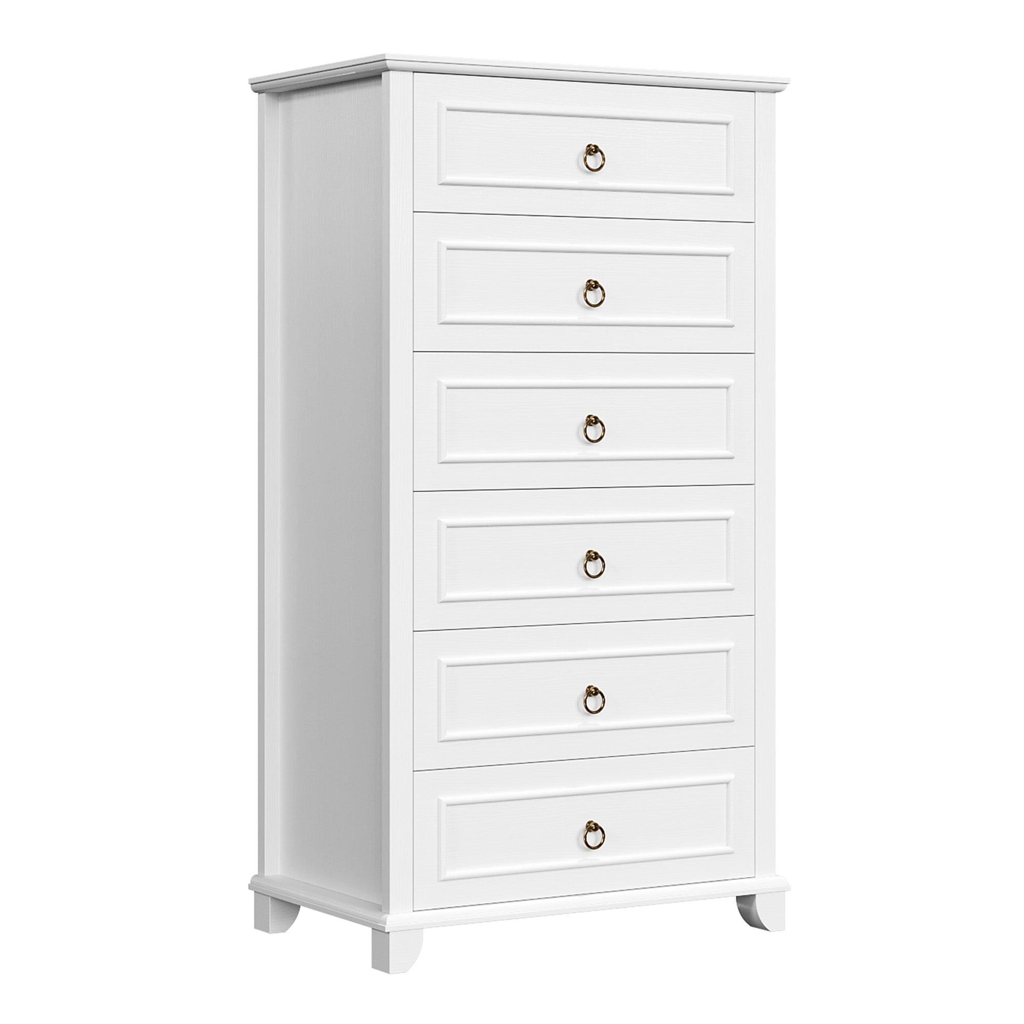 Homfa 6 Drawer Tall Dresser, 52"H Chest of Drawers, Wooden Storage