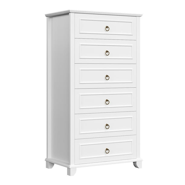 Homfa 6 Drawer Tall Dresser, 52"H Chest of Drawers, Wooden Storage