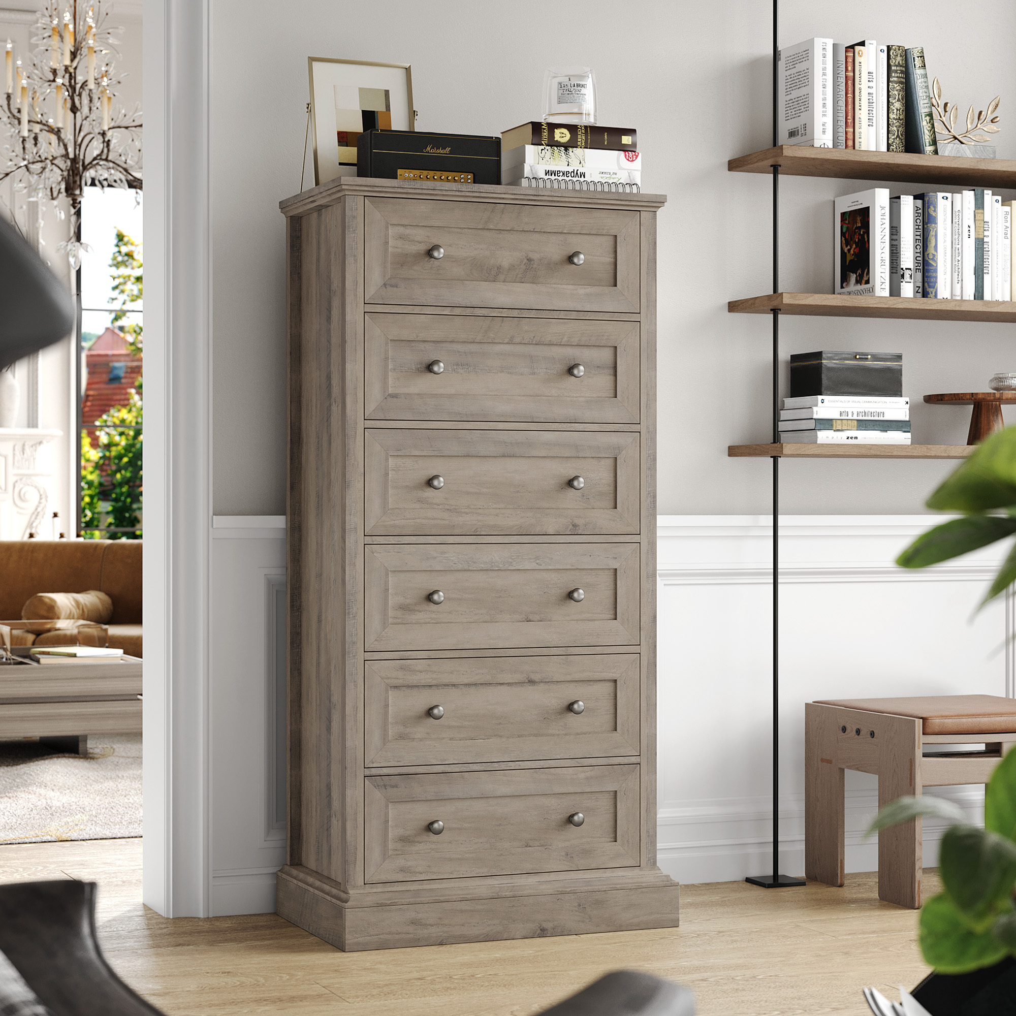 Bush Furniture Somerset Modern 6 Drawer Dresser with Safety Features in