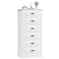 Homfa 6 Drawer Vertical Dresser for Bedroom, Modern 51" Tall Drawer Chest Wood Storage Cabinet for Entryway Living Room Small Spaces, White