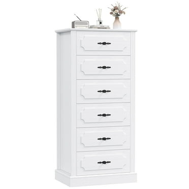 Homfa 6 Drawer Vertical Dresser for Bedroom, Modern 51" Tall Drawer Chest Wood Storage Cabinet for Entryway Living Room Small Spaces, White