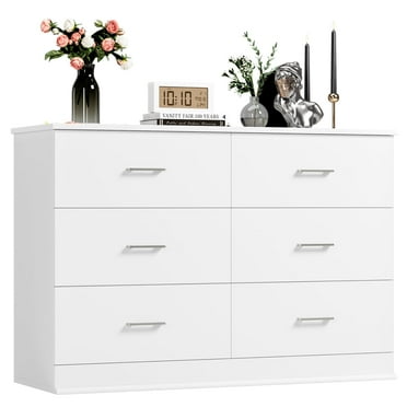 Homfa Dresser 6 Drawer, 47'' W Chest of Drawer with Deep Drawers, 6 drawer dressers for Bedroom, Living Room, White