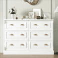 thumbnail image 1 of Homfa 6 Drawer White Double Dresser for Bedroom, Gold Handle Drawer Chest Wood Storage Cabinet for Living Room, White, 1 of 8