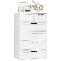 Homfa 6 Drawer White Dresser, Tall Storage Cabinet Chest of Drawer for Bedroom Living Room