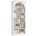 thumbnail image 1 of Homfa 6-Tier Bookcase with Arched Top and Pilasters, 72.8" H Accent Bookcase with Bark Grain Texture, White, 1 of 8