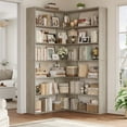 thumbnail image 1 of Homfa 6-Tier Corner Bookcase, L-Shaped Bookshelf with Baffle, Storage Display Rack for Office Living Room, Gray, 1 of 7