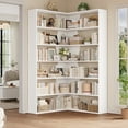 thumbnail image 1 of Homfa 6-Tier Corner Bookcase, L-Shaped Bookshelf with Baffle, Storage Display Rack for Office Living Room, White, 1 of 7